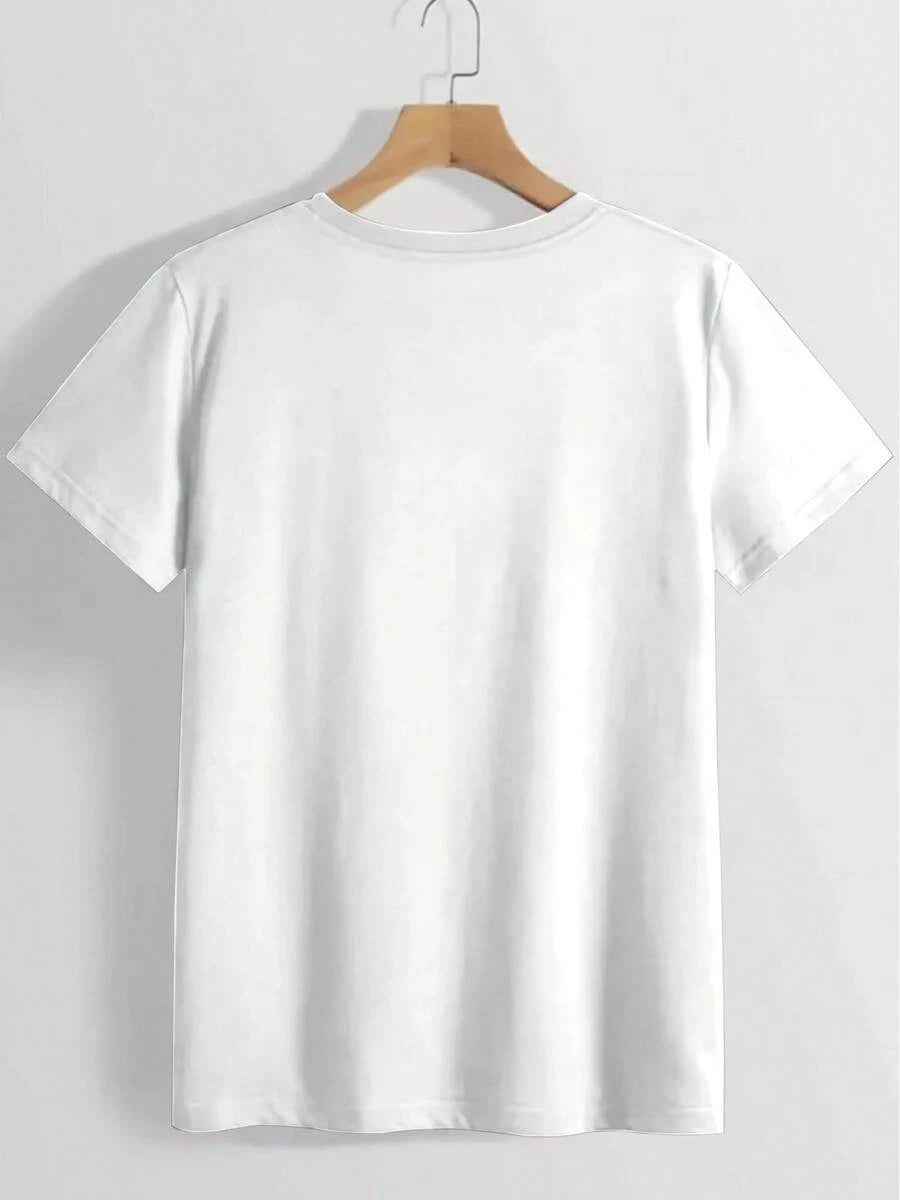 Women's Christmas Lettering Short Sleeve T-Shirt - Soft Loose Fit Round Neck Blouse, Casual Holiday & Everyday Top
