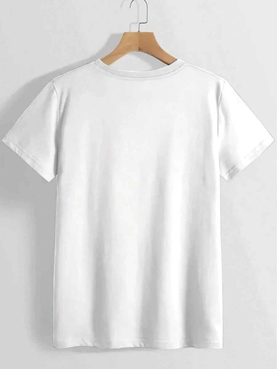 Women's Anime Face Graphic Cotton T-Shirt - Soft Breathable Round Neck Short Sleeve, Loose Fit Casual Top For Spring/Summer, Machine Washable Everyday & Party Wear