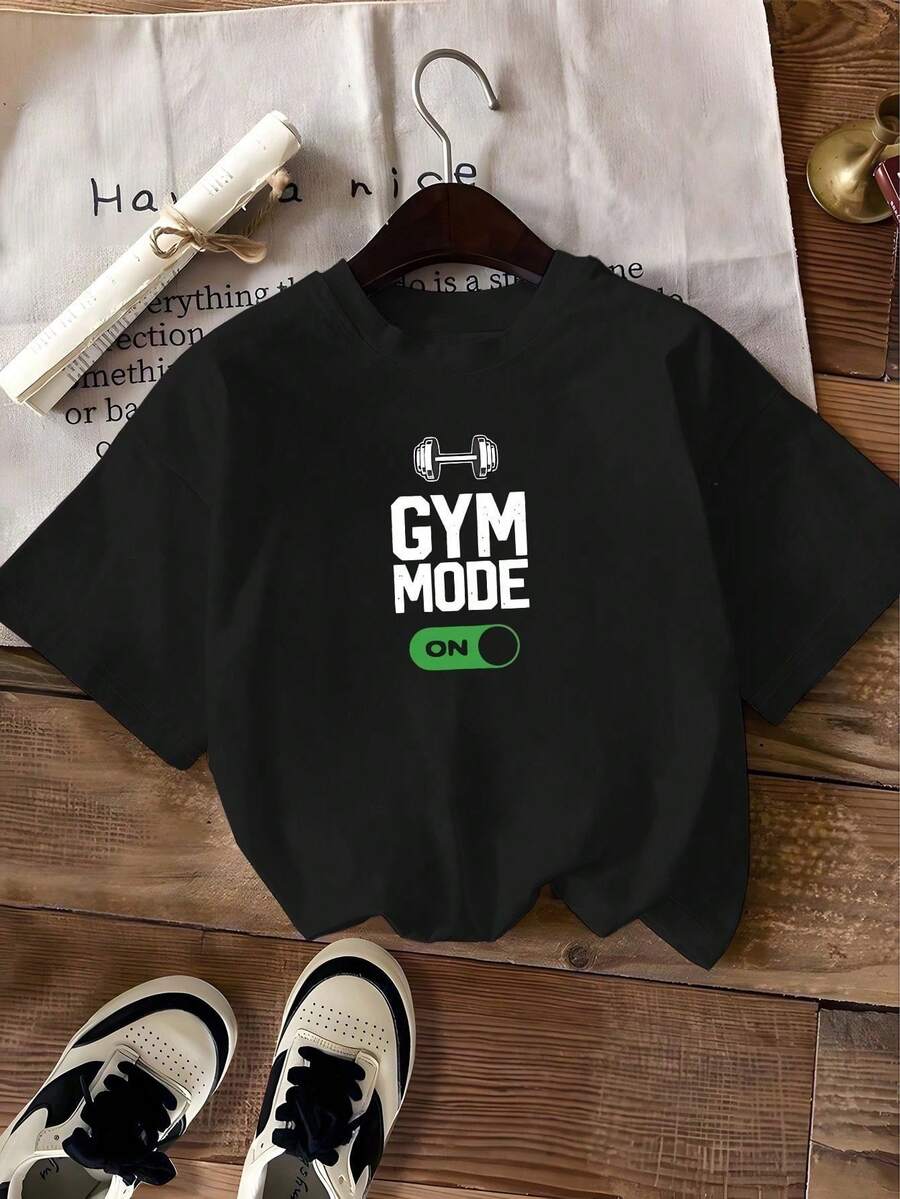 Fashionable Letter Cartoon Print Women'S Round Neck Pure T-Shirt, Simple Design, Comfortable And Breathable, Versatile Essential, Suitable For Daily Leisure