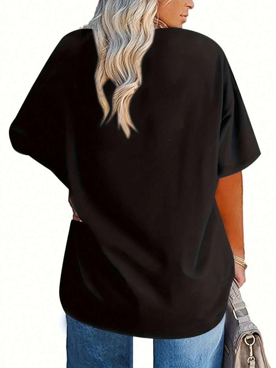 Plus Size, Plus-Size Women's Casual T-Shirt - Donut & "Sprinkle Kindness" Graphic Print, Lightweight Breathable Soft Fabric, Round Neck Short Sleeve, Machine Washable