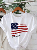 Women's Casual Crew Neck T-Shirt - Patriotic American Flag & "IN GOD WE TRUST" Graphic, Soft Cotton