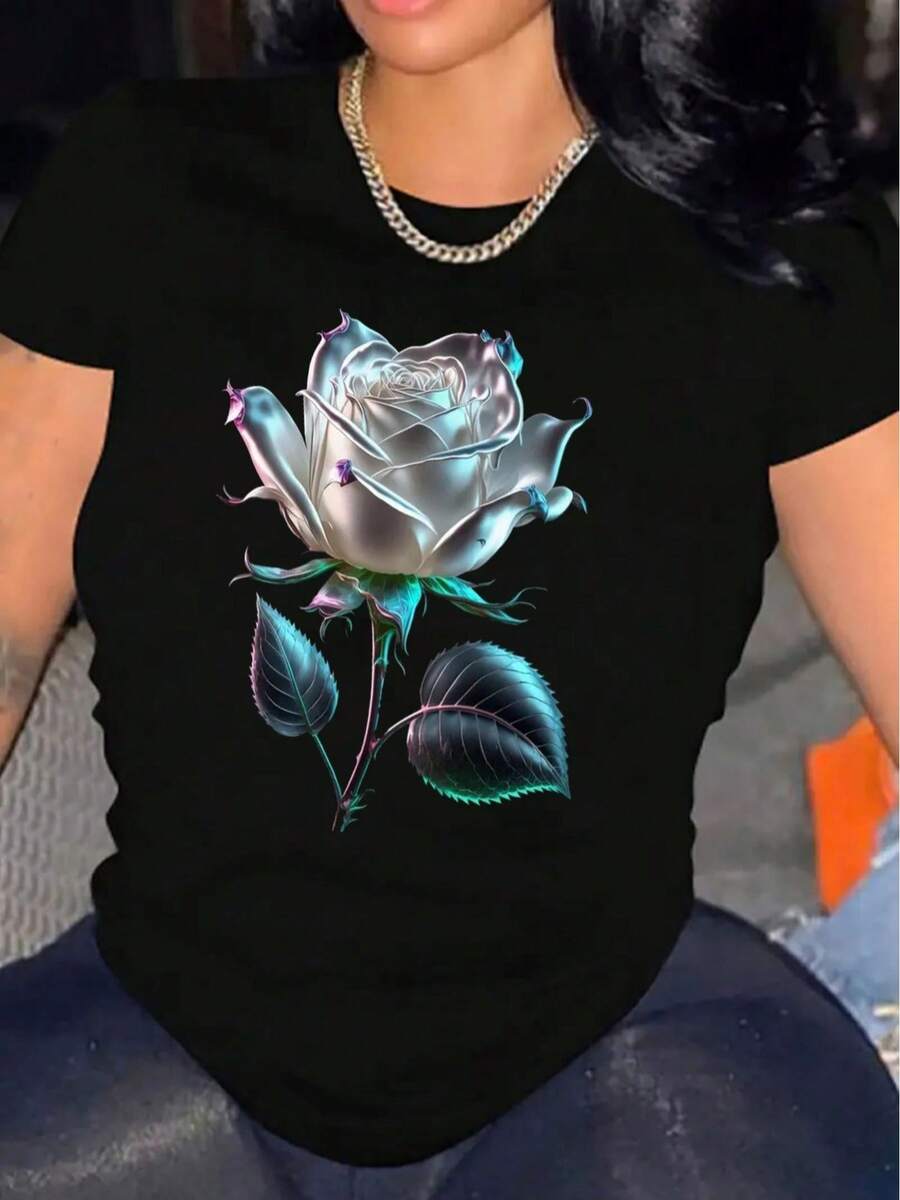 Womens TShirt Comfortable Crew Neck Casual Cotton Blend ShortSleeves Soft Breathable Top Womenswear Tshirt Summer Spring Streetwear Fabric