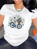 Womens TShirt Comfortable Crew Neck Casual Cotton Blend ShortSleeves Soft Breathable Top Womenswear Tshirt Summer Spring Streetwear Fabric