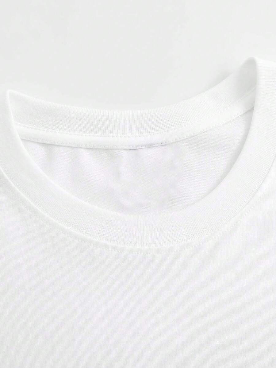 1pc Women'S Elegant Round Neck Short-Sleeve T-Shirt| Fun Print, Soft Fabric, Casual Versatile Top For Spring & Summer, Machine Washable, Stylish Letter Print, Comfortable Fit