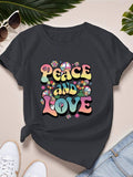 Peace And Love Women's Plus Size Sports Short Sleeve T-Shirt