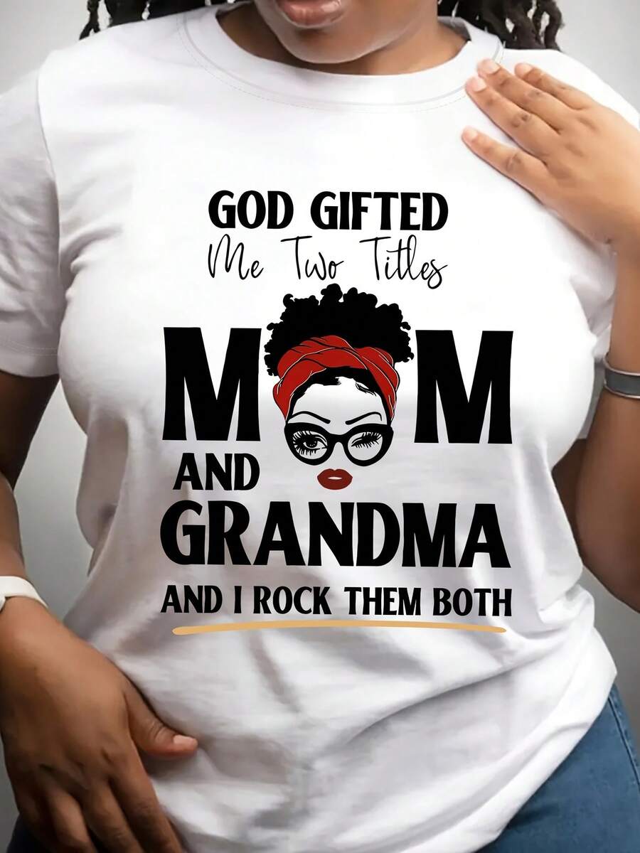 Mom And Grandma'S Love Letter Graphic Printed T-Shirt, Casual Short Sleeved Round Neck Top, Women'S Clothing, Comfortable, Unisex Clothing