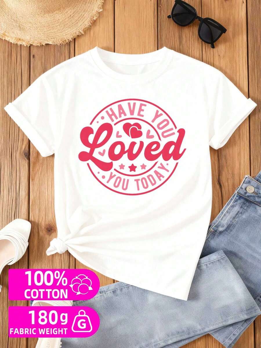 Love You Today Tee 1pc Unisex Couple T-Shirts 180G 100% Graphic Tees Cheap Elegantly White Summer Wear, Style, Comfortable Fit, Printed T-Shirts