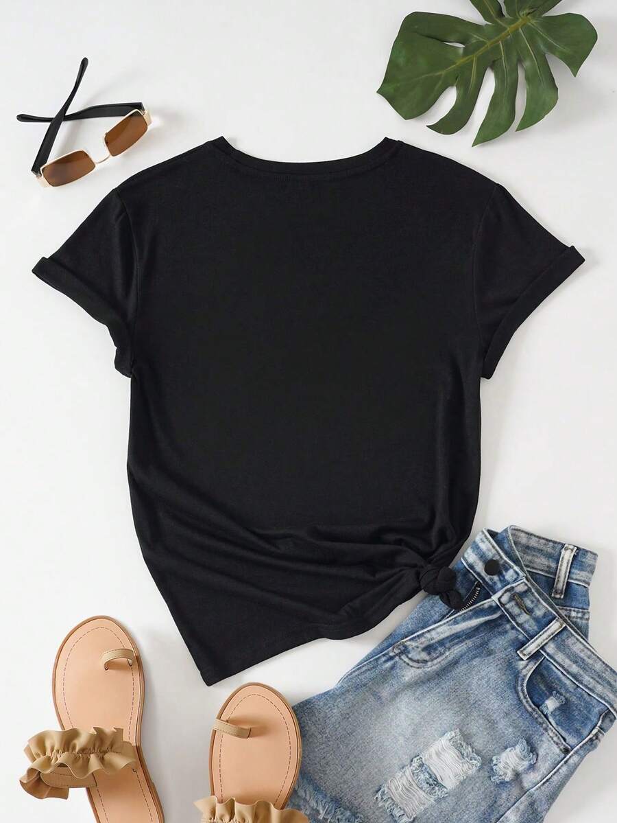 Bohemian Moon Print Women's Cotton Short Sleeve T-Shirt - Soft, Comfortable, Round Neck Casual Top For Casual Attire, All Seasons, Machine Washable, Regular Fit