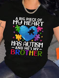 T-Shirt For Women Promoting Autism Awareness - Comfortable Casual Fabric, Geometric Puzzle Design