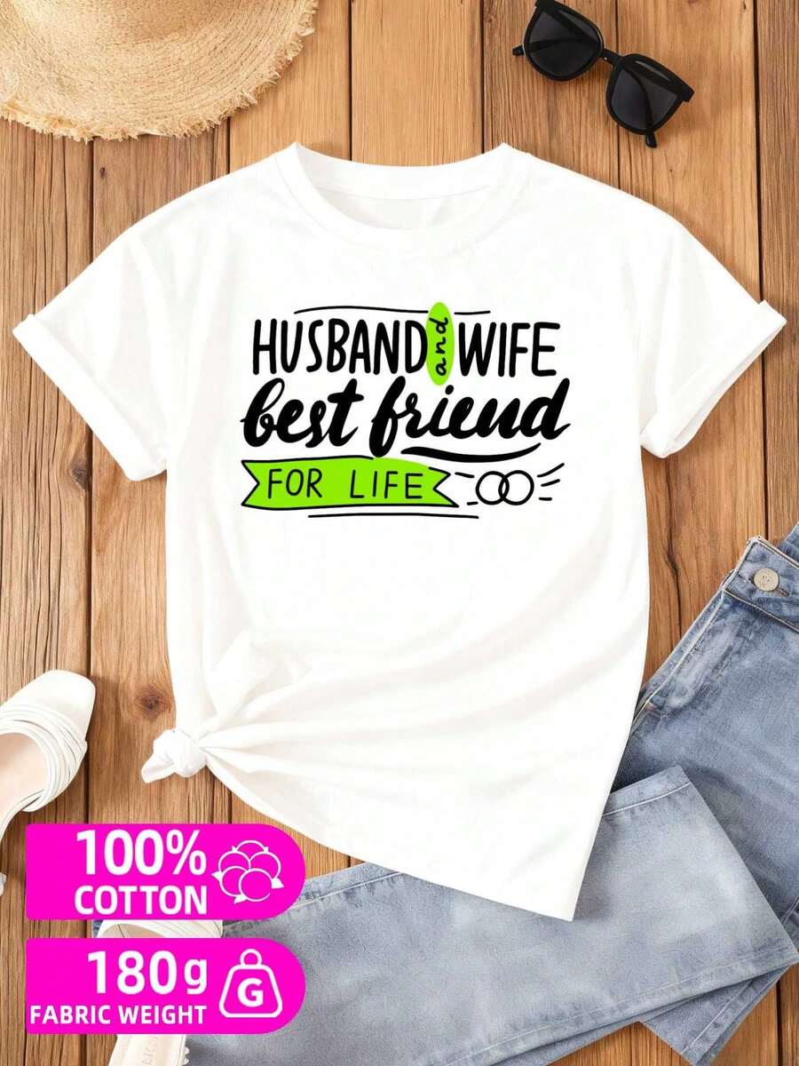 Forever Love T-Shirt 1pc Unisex Couple T-Shirts 180G 100% Cheap Elegant Funny White For Summer Casual Daily Wear Hip-Hop Streetwear Wearable Year-Round Fashionable