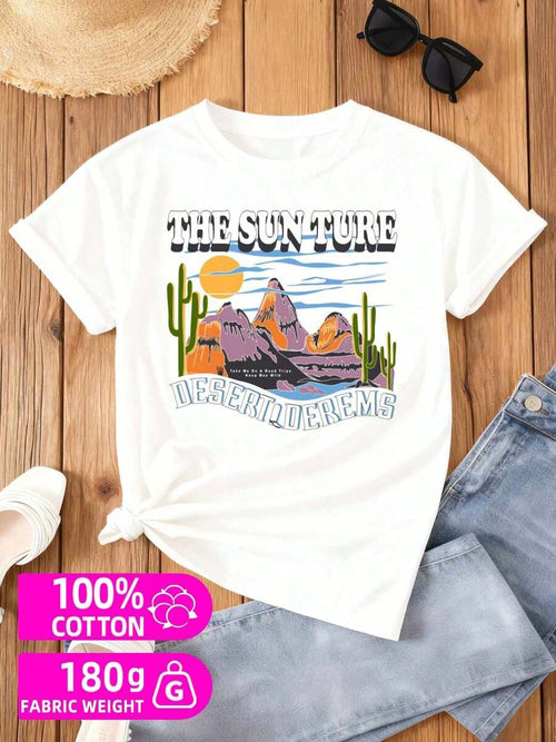 100% White Desert Adventure Tee| Women'S Funny Floral T-Shirt