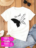 Free Soul Butterfly Tee Butterfly T Shirt Graphic T Shirts Women's 180G 100% White High-Quality Fabrics For A Casual