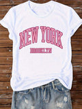 Fashionable Letter Cartoon Print Women's Round Neck T-Shirt, Simple Design, Comfortable And Breathable, Suitable For Daily Leisure And Versatile, Showing A Natural And Elegant Style