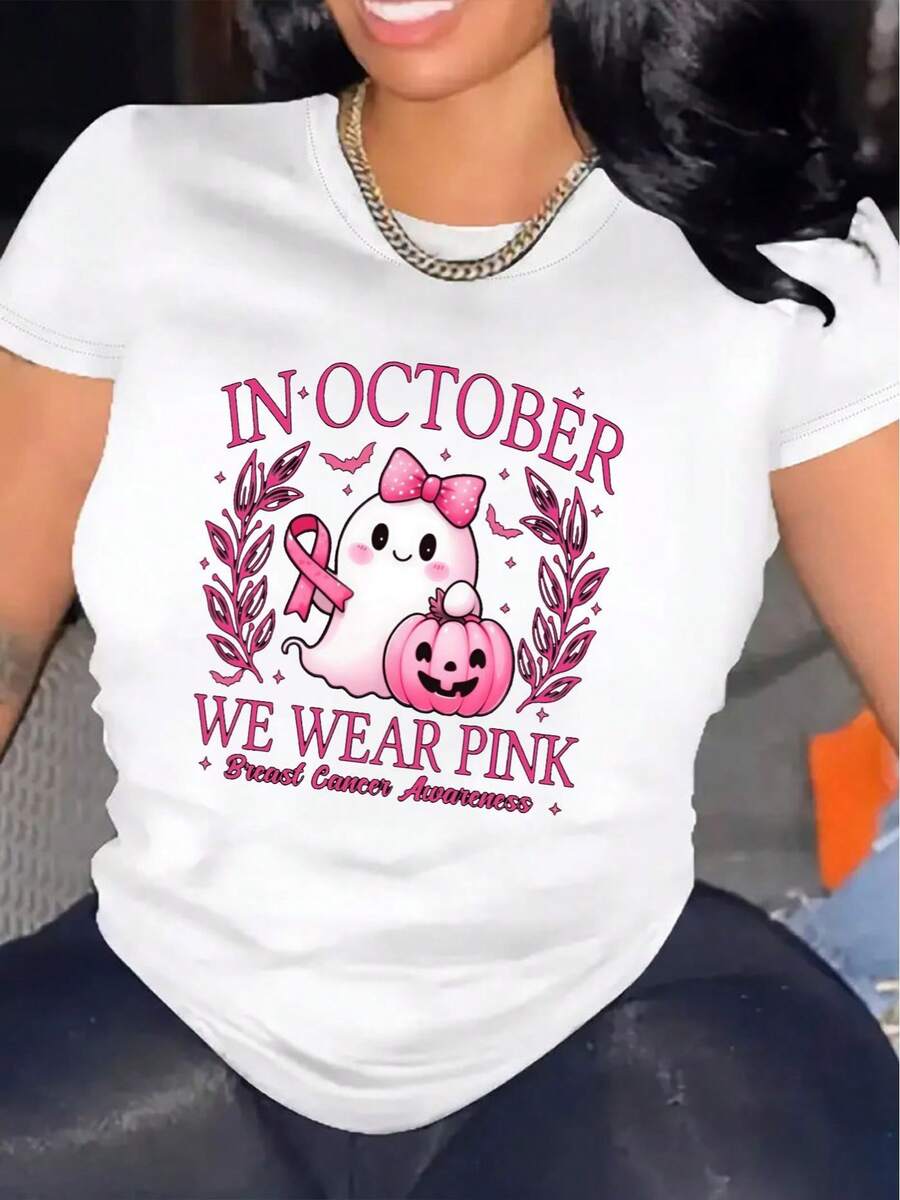Womens Halloween TShirt Comfortable Crew Neck Casual Cotton Blend ShortSleeves Soft Breathable Top Womenswear Tshirt Summer Spring Streetwear Fabric