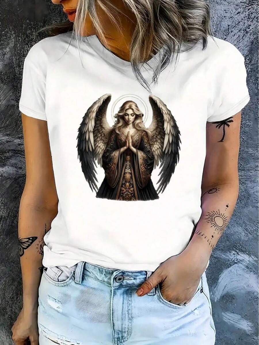 Womens Halloween TShirt Comfortable Crew Neck Casual Cotton Blend ShortSleeves Soft Breathable Top Womenswear Tshirt Summer Spring Streetwear Fabric