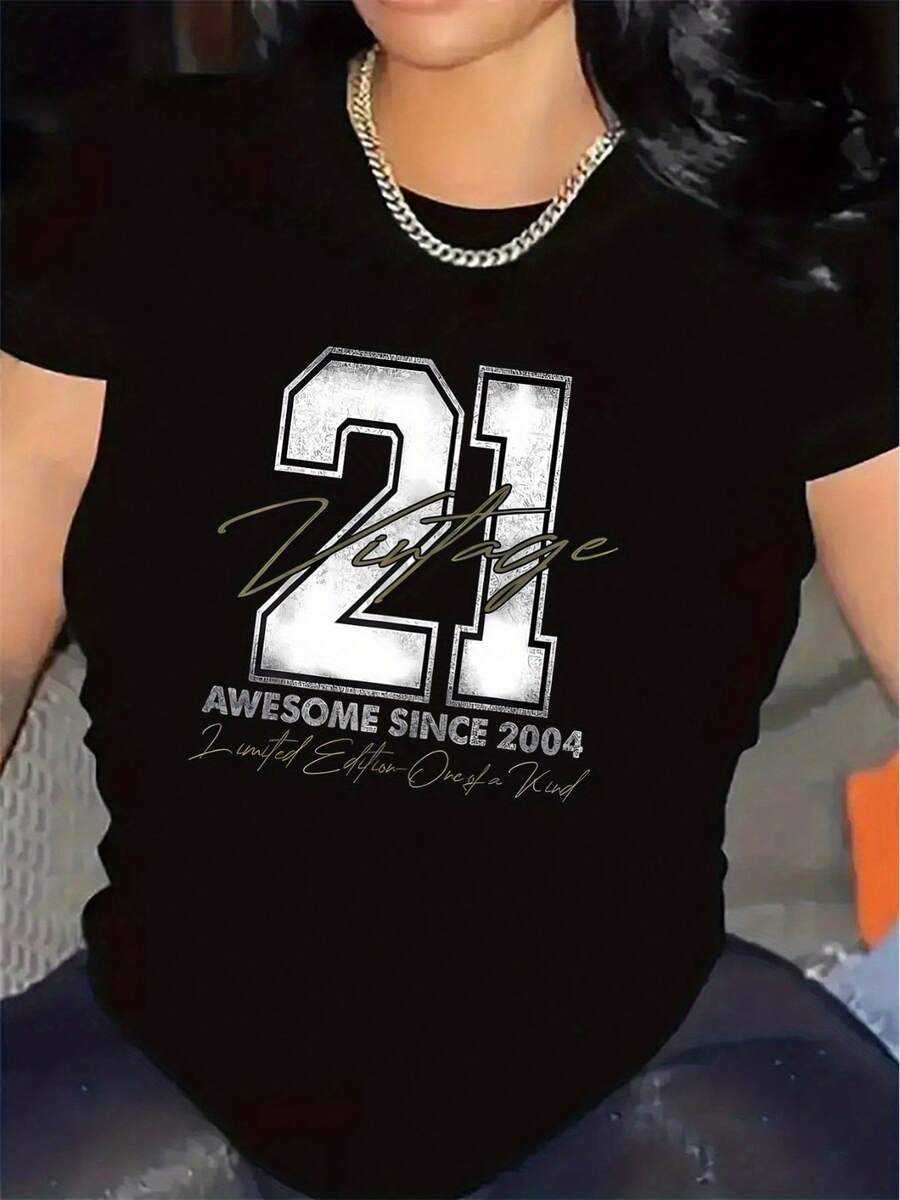 Polyester T-Shirt For Restaurant Wear, Durable And Lightweight, Featuring Bold 21 Design, Comfortable Fit, Ideal For Casual Dining And Everyday Use, Stylish Graphic Tee