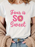 This Black Casual Crew Neck Tee Features A Playful Pink Donut Graphic, Perfect For Summer.It'S A Regular Fit Short Sleeve Shirt Made From 180G Fabric