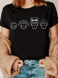 Women's Fun Teeth Print T-Shirt / Soft