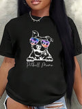 Pitbull Mama T-Shirt For Women, Polyester Short Sleeve Tee With Cool Dog Graphic, Lightweight And Durable, Perfect For Casual Wear At Home Or Outdoors