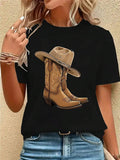 Women'S Soft Stretch And Blend T-Shirt - Geometric Printed Short-Sleeve Round Neck Top