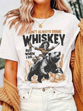 Western Cowboy Pattern Print Fashion Casual Short Sleeve| Summer Slim Fit Style, Affordable Round Neck Women'S T-Shirt