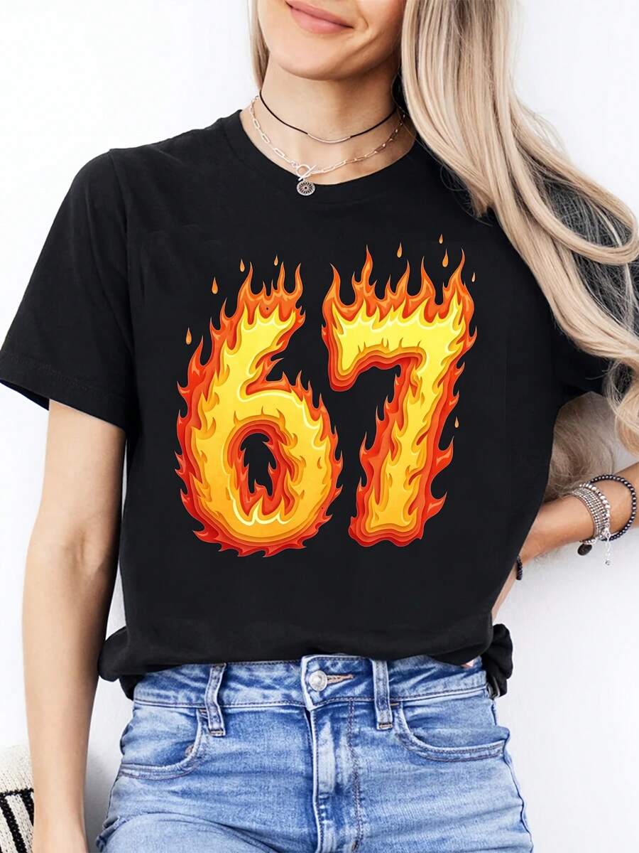 Ladies' Round Neck Fashionable Casual T-Shirt| Short Sleeved