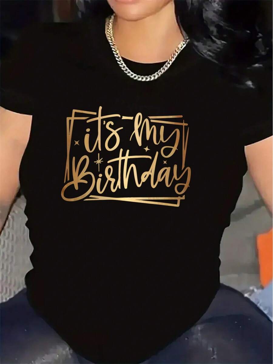 Polyester Short Sleeve T-Shirt For Birthday Celebrations In Restaurants Or Living Rooms