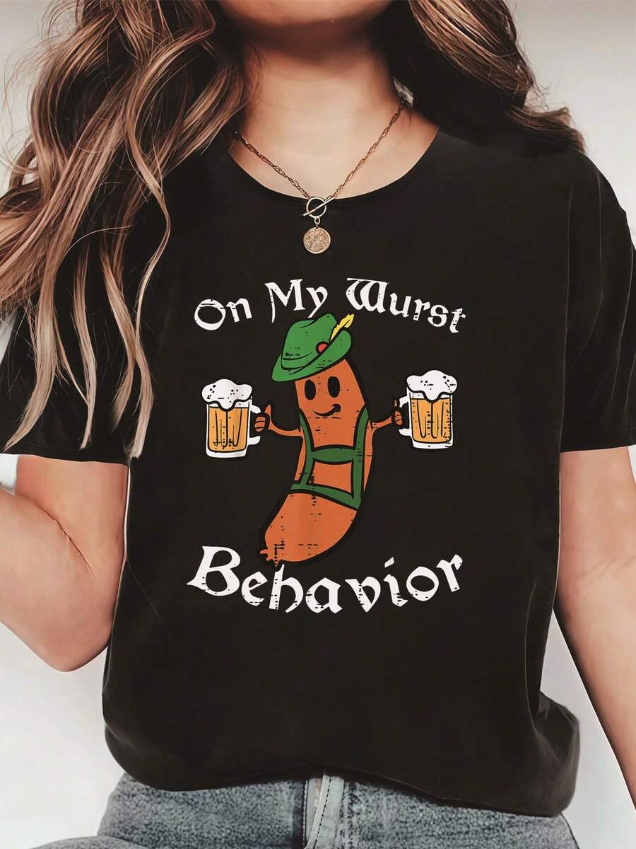 Women's T-Shirt, Exquisite Printed T-Shirt For Spring, Summer, And Fall, Fashionable And Versatile| Casual Style T-Shirt| Machine Washable For S, Daily Wear, And Parties
