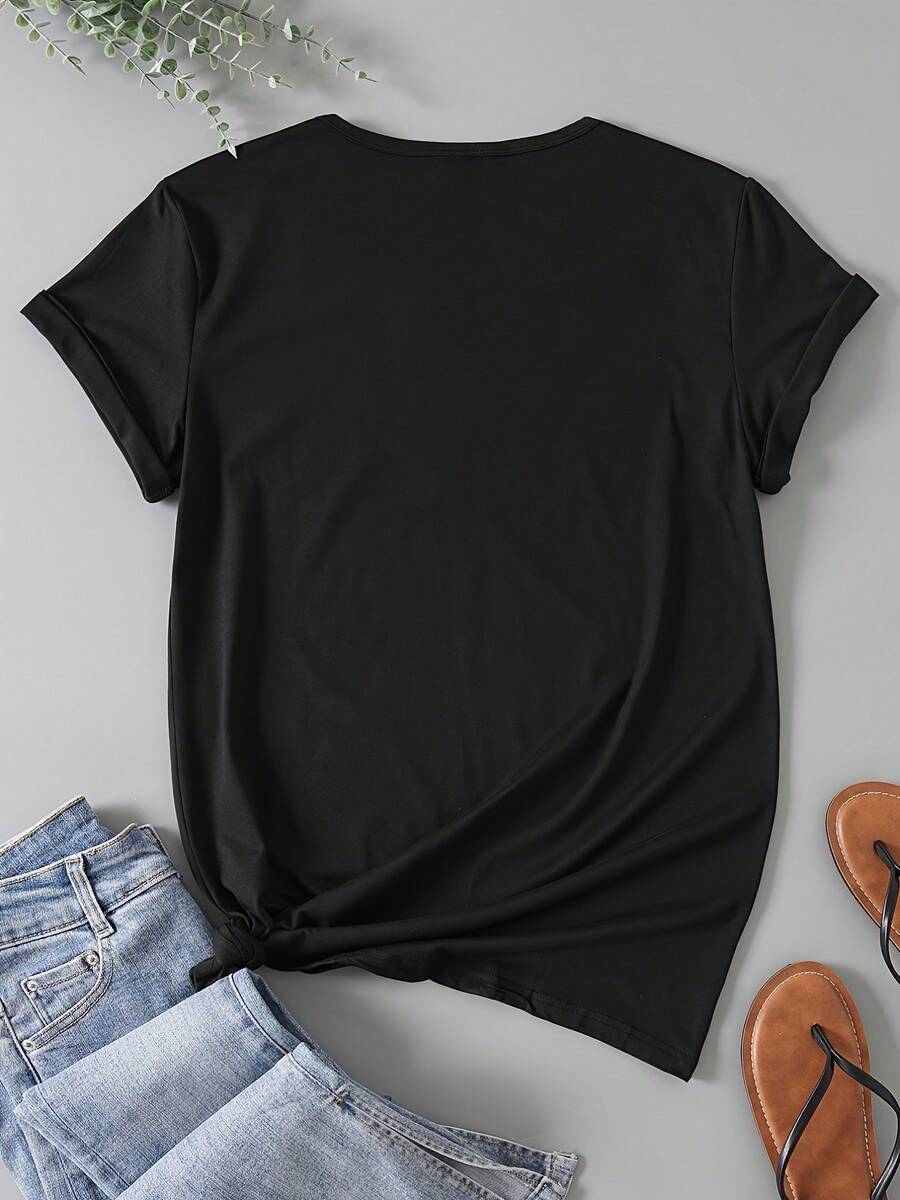 Women's T-Shirt, Exquisite Printed T-Shirt For Spring, Summer, And Fall, Fashionable And Versatile| Casual Style T-Shirt| Machine Washable For S, Daily Wear, And Parties