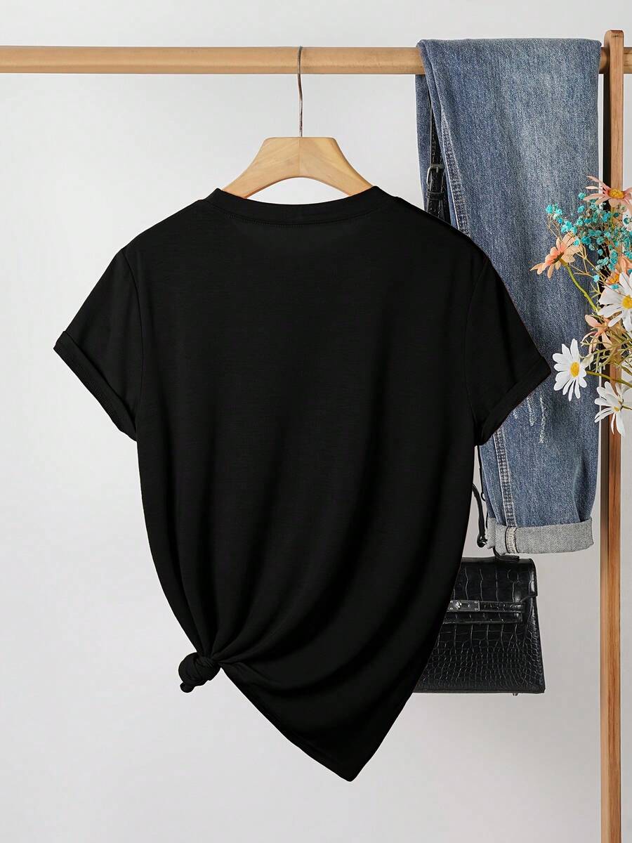 The Moment Your Heart Stopped Beating, Mine Changed Forever.Graphic T-Shirt, Short-Sleeve Casual Round-Neck Top, Spring And Summer Women'S Clothing