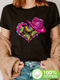 Egg Tart Orientation, Valentine'S Day Themed Printed Pure Round Neck T-Shirt, Pure Short-Sleeved Round Neck Casual Top, Machine Washable, Suitable For All Seasons