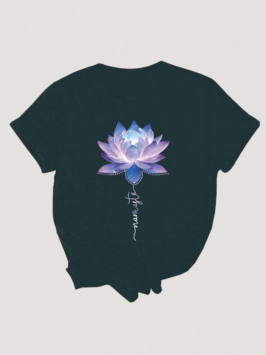 Floral Print Crew Neck T-Shirt, Casual Short Sleeve Top For Spring & Summer, Women's Clothing
