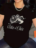 Short-Sleeved T-Shirt Designed For Pool Hall Outings, Made From Sturdy Fabric, Offering A Comfortable Fit And A Graphic Print