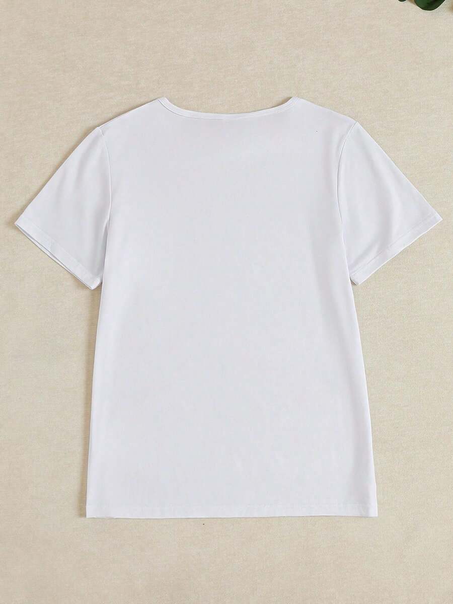 Women's Italian Opera Lyric Print T-Shirt - Mamma Mia!Musical Inspired Short Sleeve Crew Neck Top With Greek Key & Singer Silhouettes