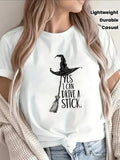 Black T-Shirt Featuring A Design Of A Witch'S Hat And Broom With The Phrase, "Yes, I Can Drive A Manual Transmission".Made From Lightweight And Durable