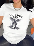 Polyester T-Shirt With Lilith Design For Home Or Restaurant Wear, Durable And Comfortable Graphic Tee, Ideal For Casual Settings, Soft Fabric